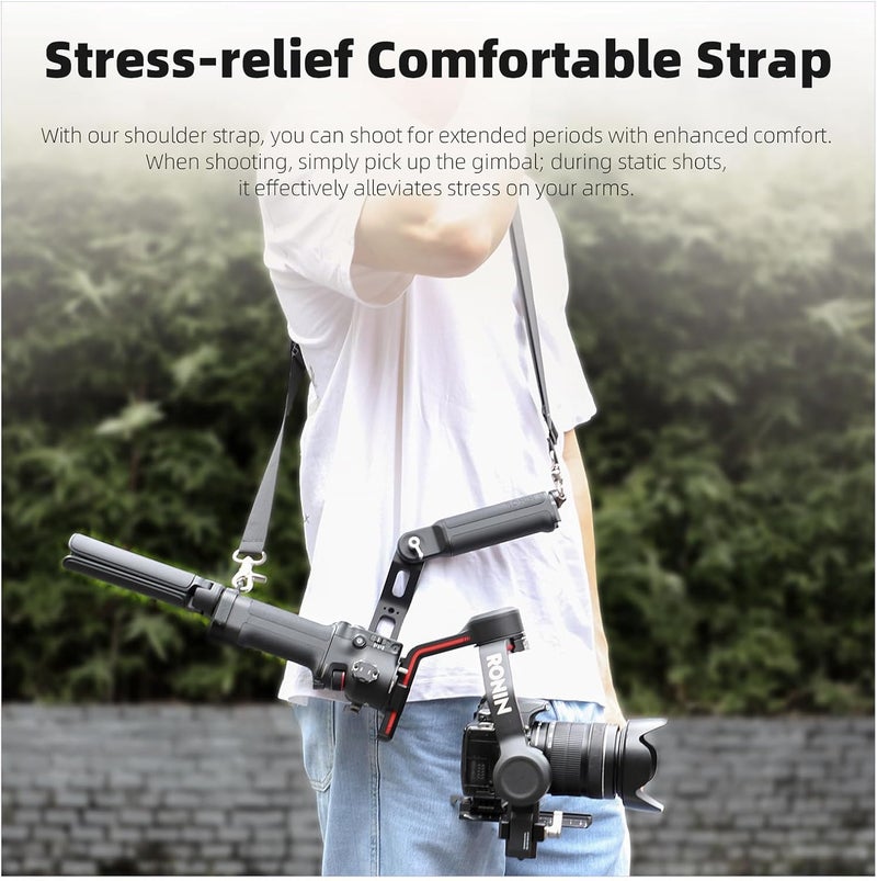 Cap Art Adjustable Shoulder Strap with 1/4" Screw Baseplate for DJI RS 3 / RS 4 / RS 4 Pro Gimbal Stabilizer, Hand Free Stress Relief Comfortable Soft Padding Ergonomic Design - Image 3